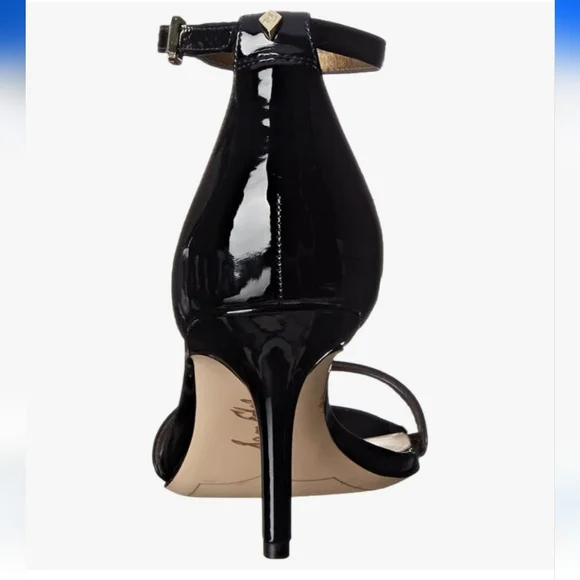 New w/Box Sam Edelman Patti Vegan Patent Leather Ankle Strap Dress Sandals - Picture 7 of 9